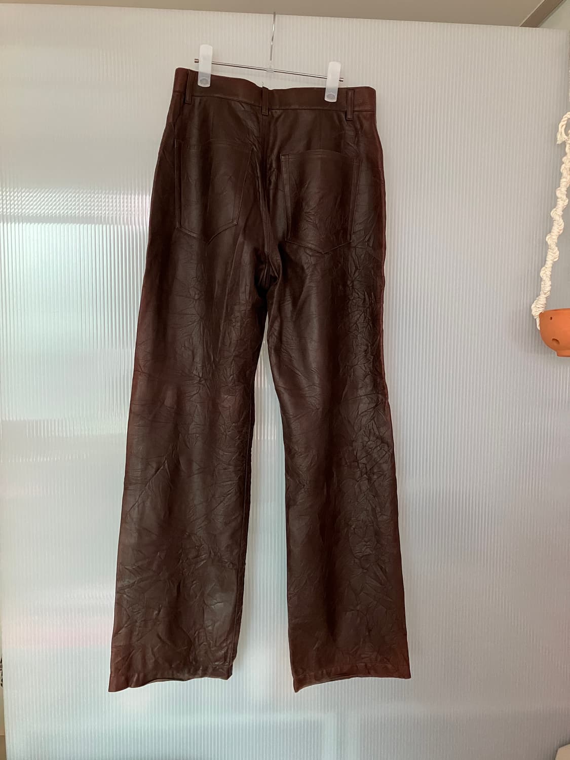 티크 마룬 링크 레더 팬츠 상품이미지2