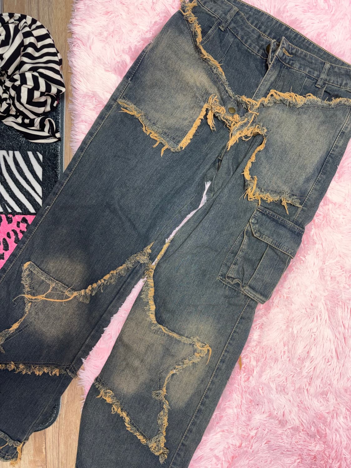 찢청 중청 별모양 y2k 와이드팬츠  상품이미지1