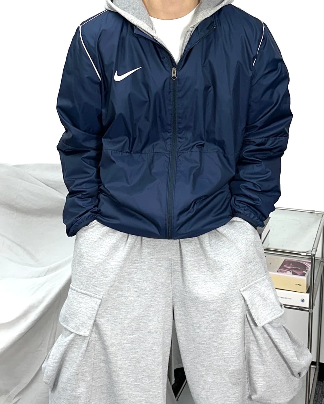 나이키 네이비 화이트 파이핑 바람막이 2XL 상품이미지1