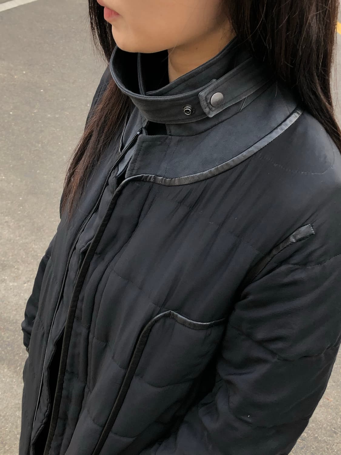 언더커버 하이넥 실크 레더 코트  상품이미지4