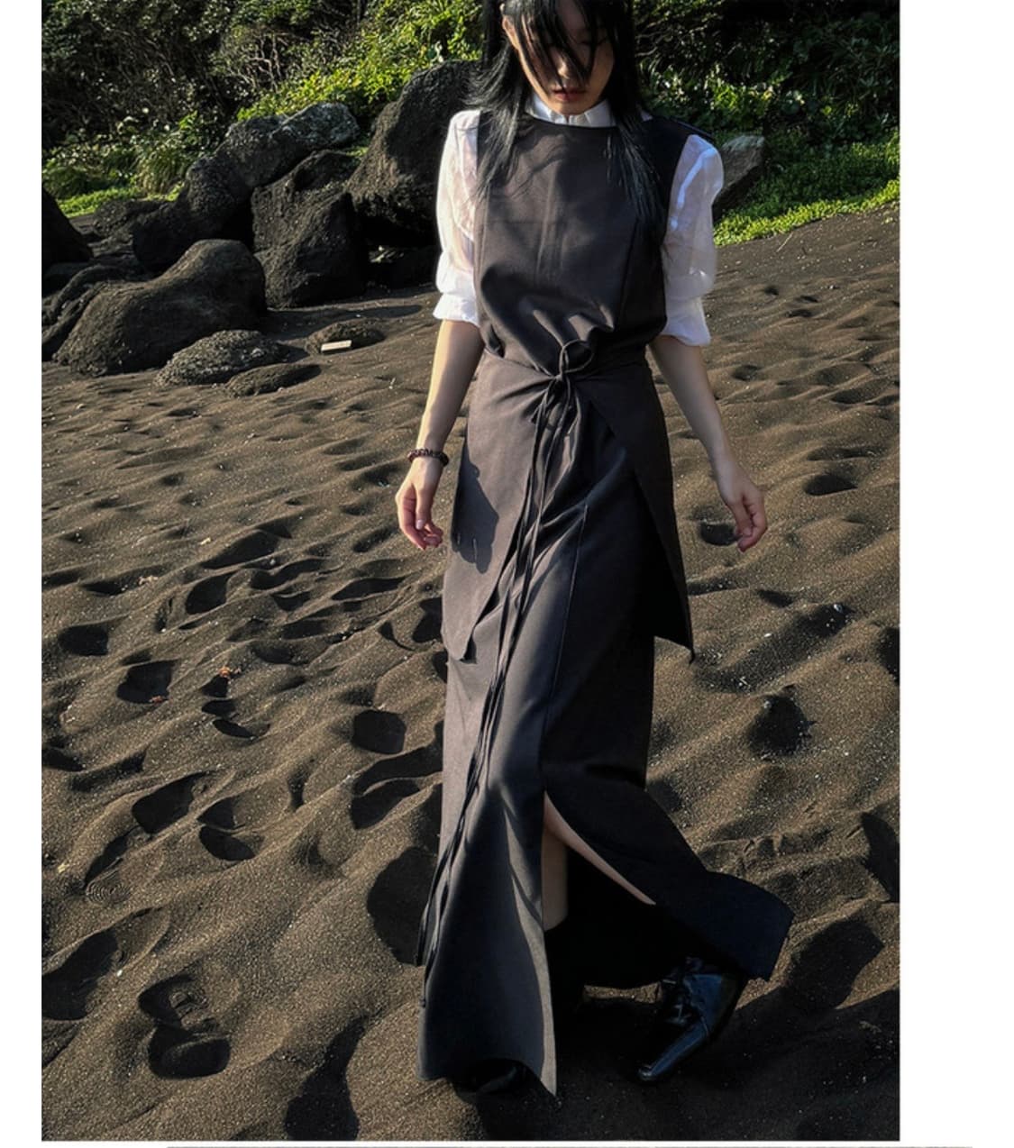 레이어드 슬릿 맥시 롱 원피스 (랩스커트 세트) 상품이미지1