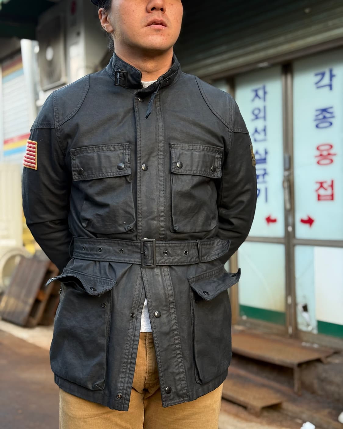 데님앤서플라이 아메리칸 플래그 왁스 모터사이클 자켓 S 상품이미지8