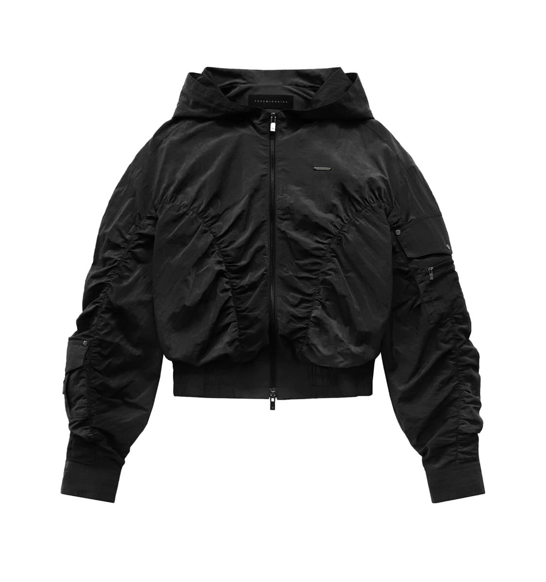 트리밍버드 나일론 카고 시어링 셋업 집업 블랙 상품이미지1