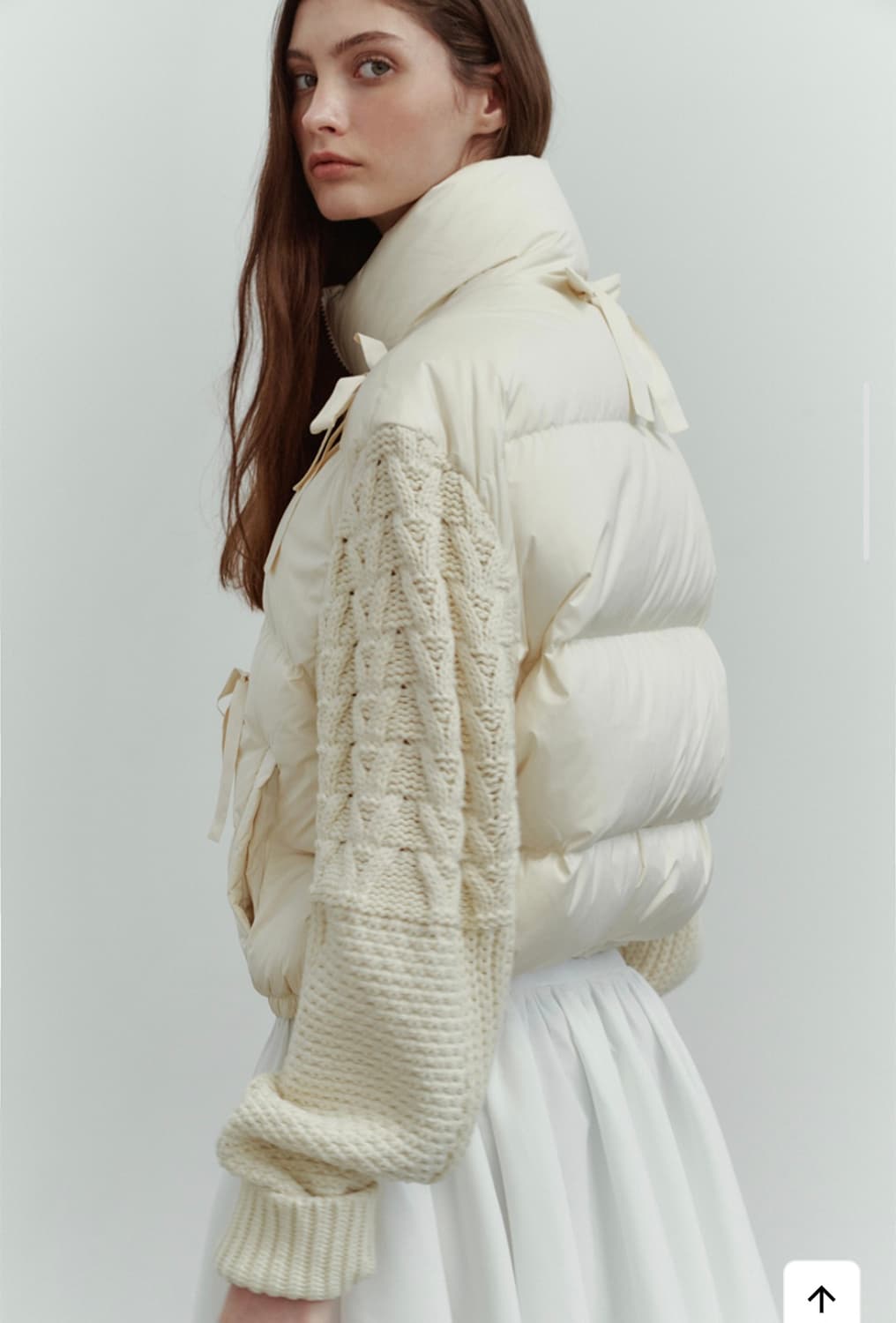 더티스 thetis 리본 믹스 니트 덕다운 패딩 상품이미지5