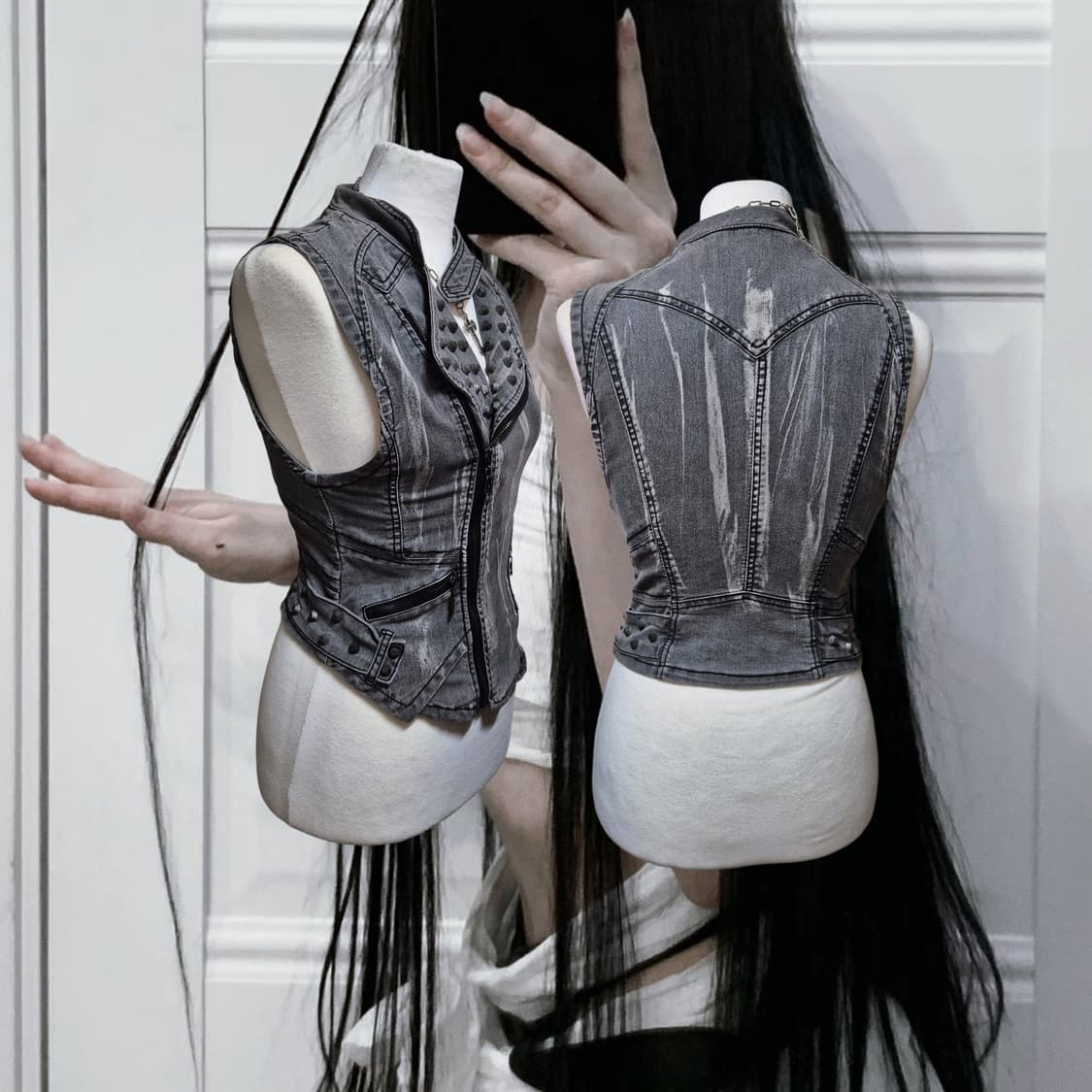 Vintage 06 PUNK zipper scratch vest 상품이미지2