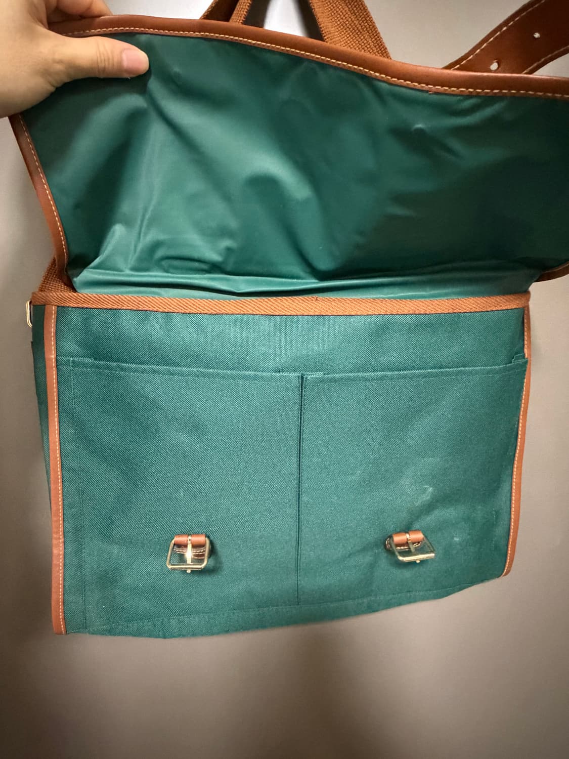 90s 폴로 랄프로렌 그린색 캔버스 가방 크로스백 상품이미지4