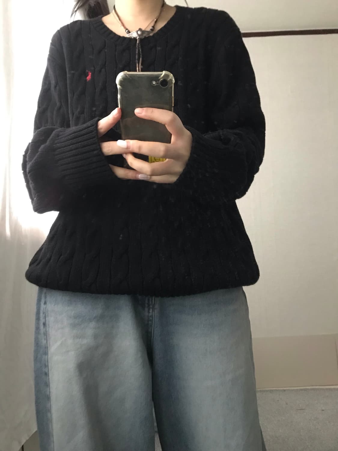 폴로 블랙 케이블 니트 상품이미지6