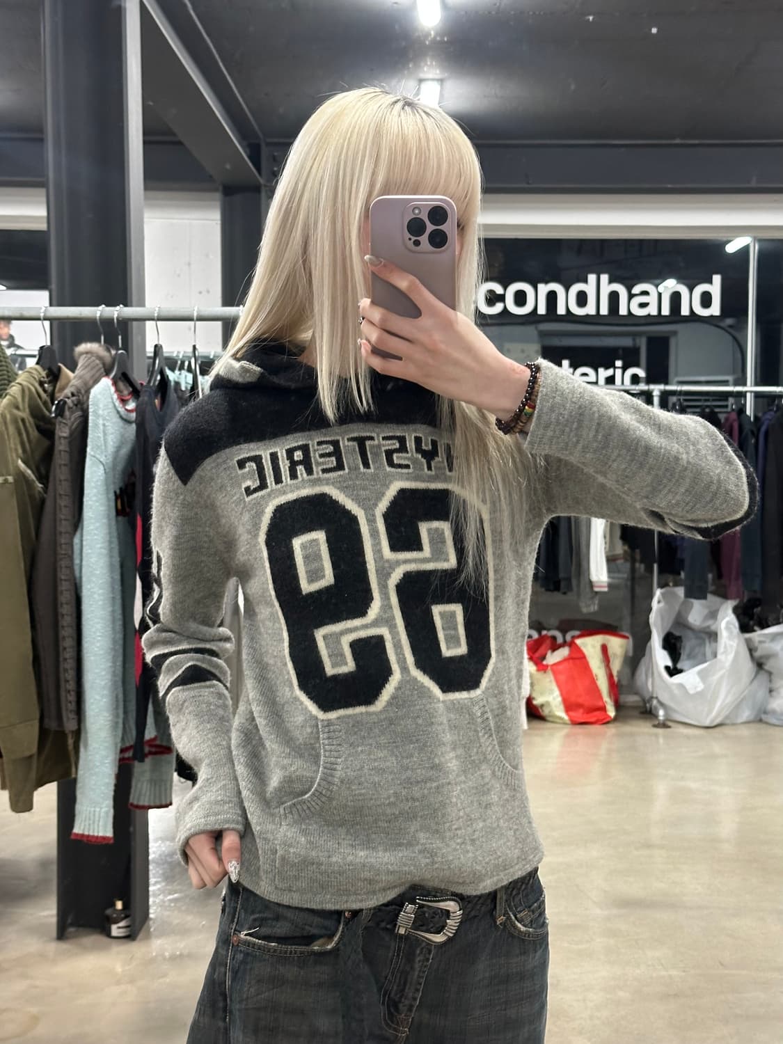 90s 히스테릭 글래머 울 로고 버튼 니트 상품이미지1