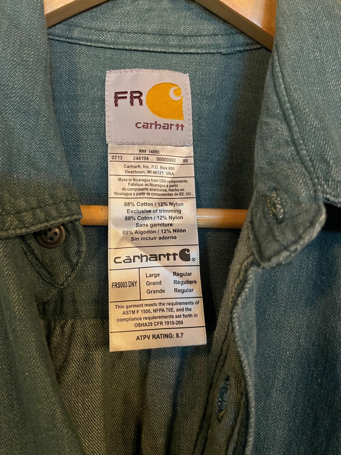 칼하트 블루그린 투포켓 코튼 셔츠 상품이미지5