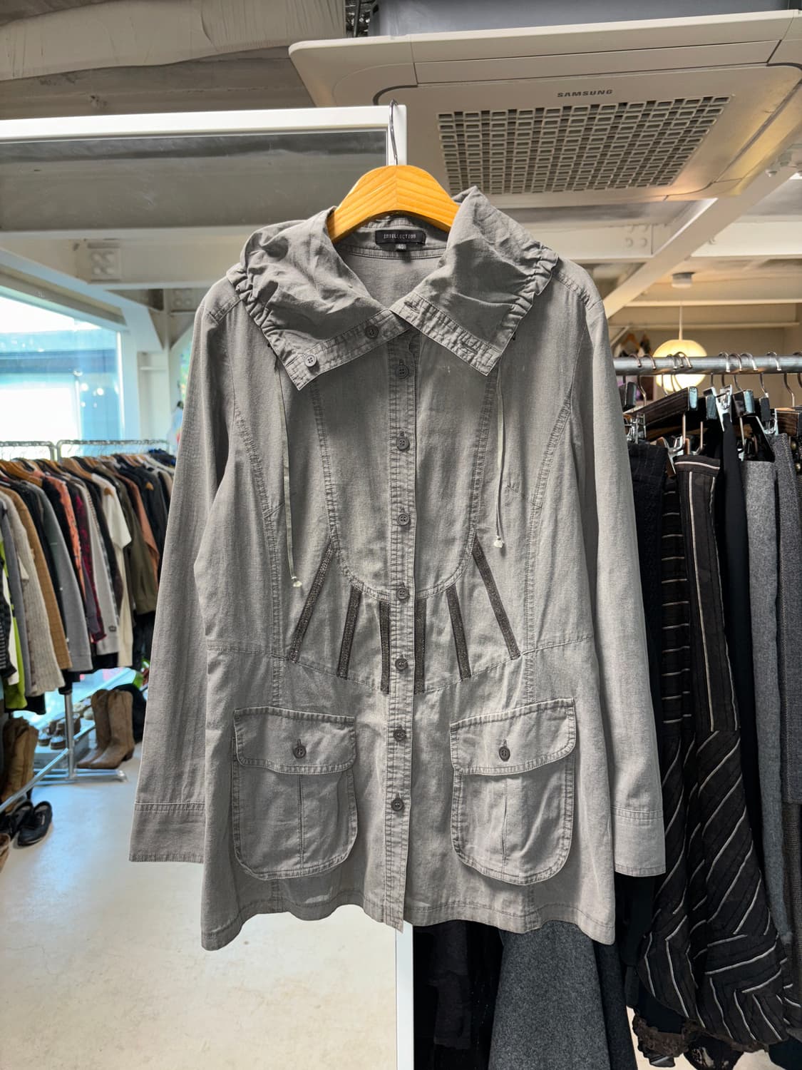 Intellection 하이넥 코튼 자켓 상품이미지4