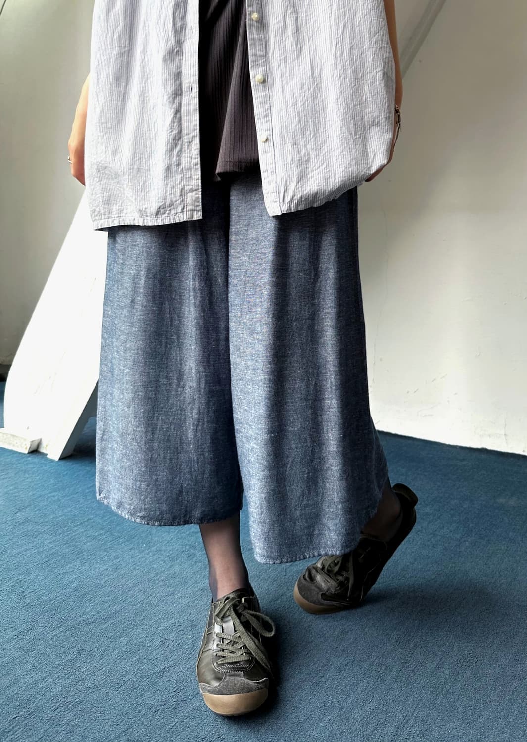 Linen rayon banded 3/4 gaucho pants 상품이미지2