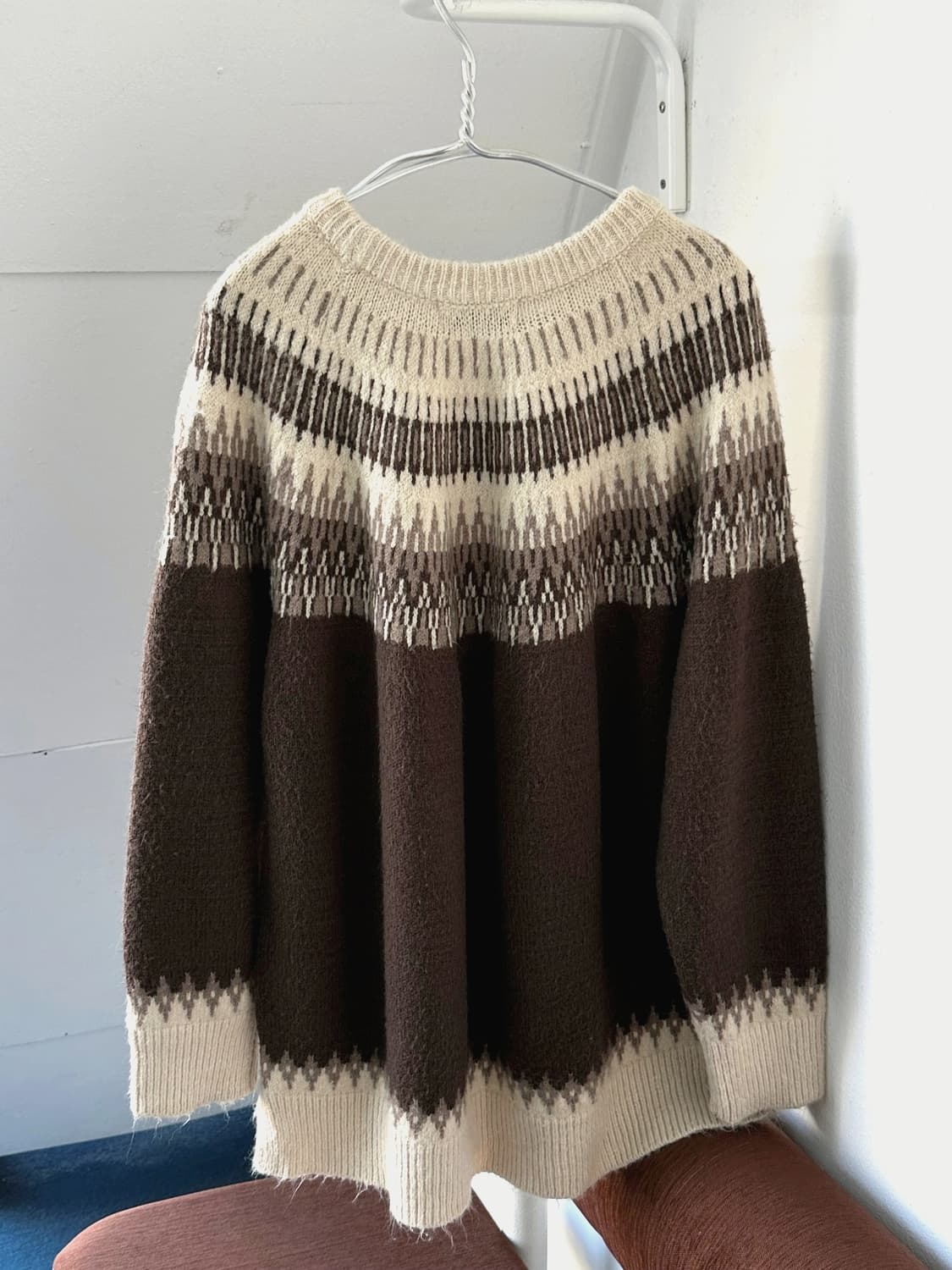 Brushed fabric Nordic pattern wide knit 상품이미지6