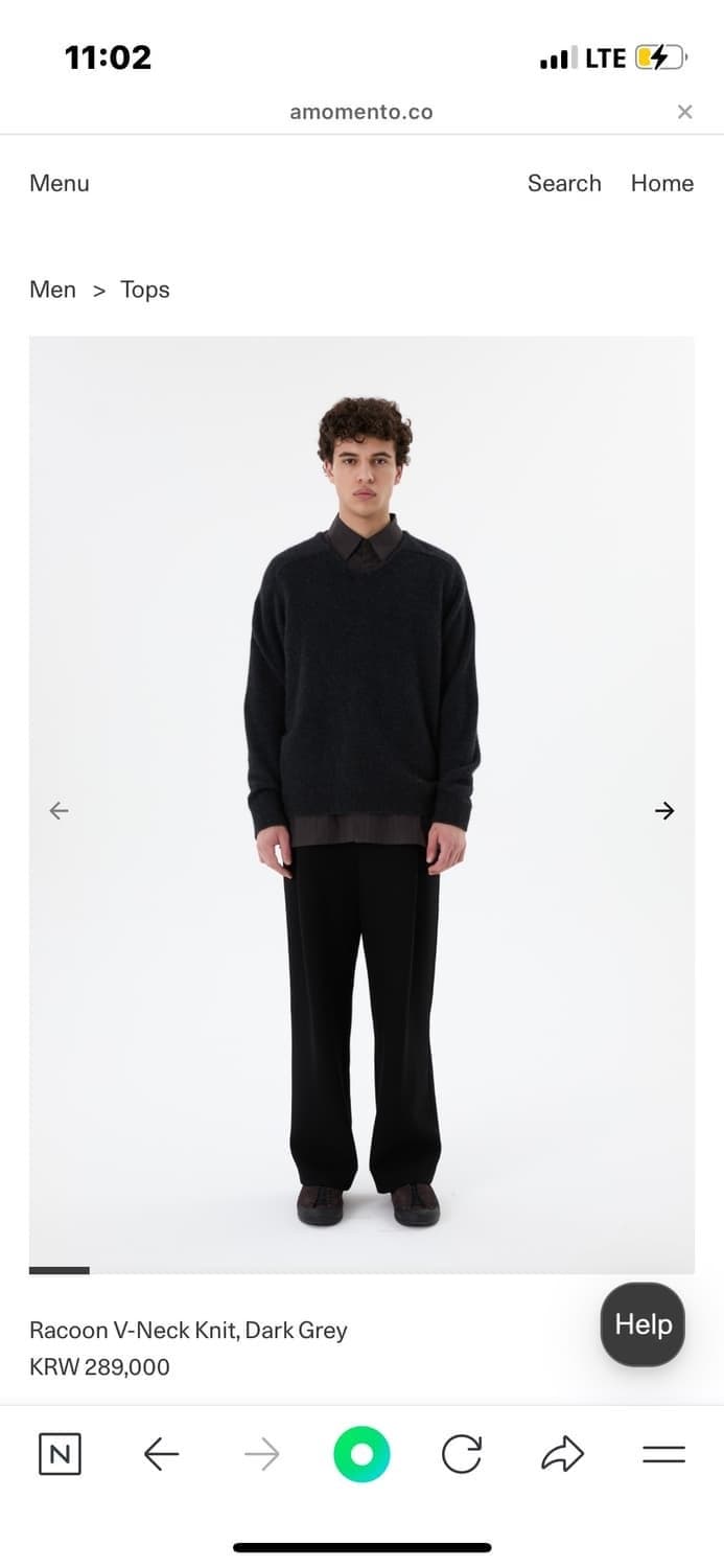 아모멘토 25FW 라쿤 v넥 니트 다크그레이 M 상품이미지2