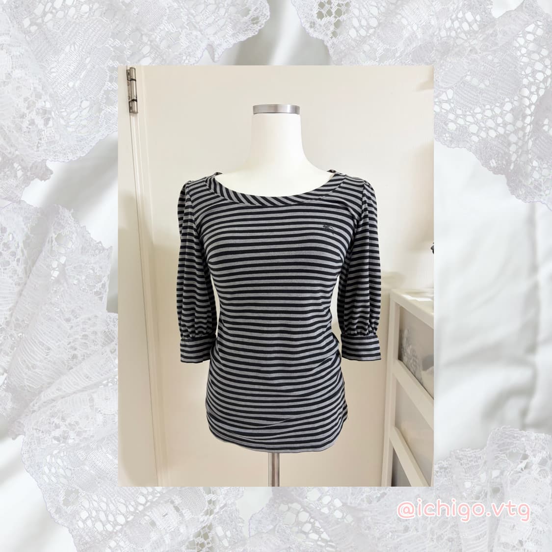 버버리 블루라벨 burberry blue label 스트라이프 챠콜 탑 상품이미지1