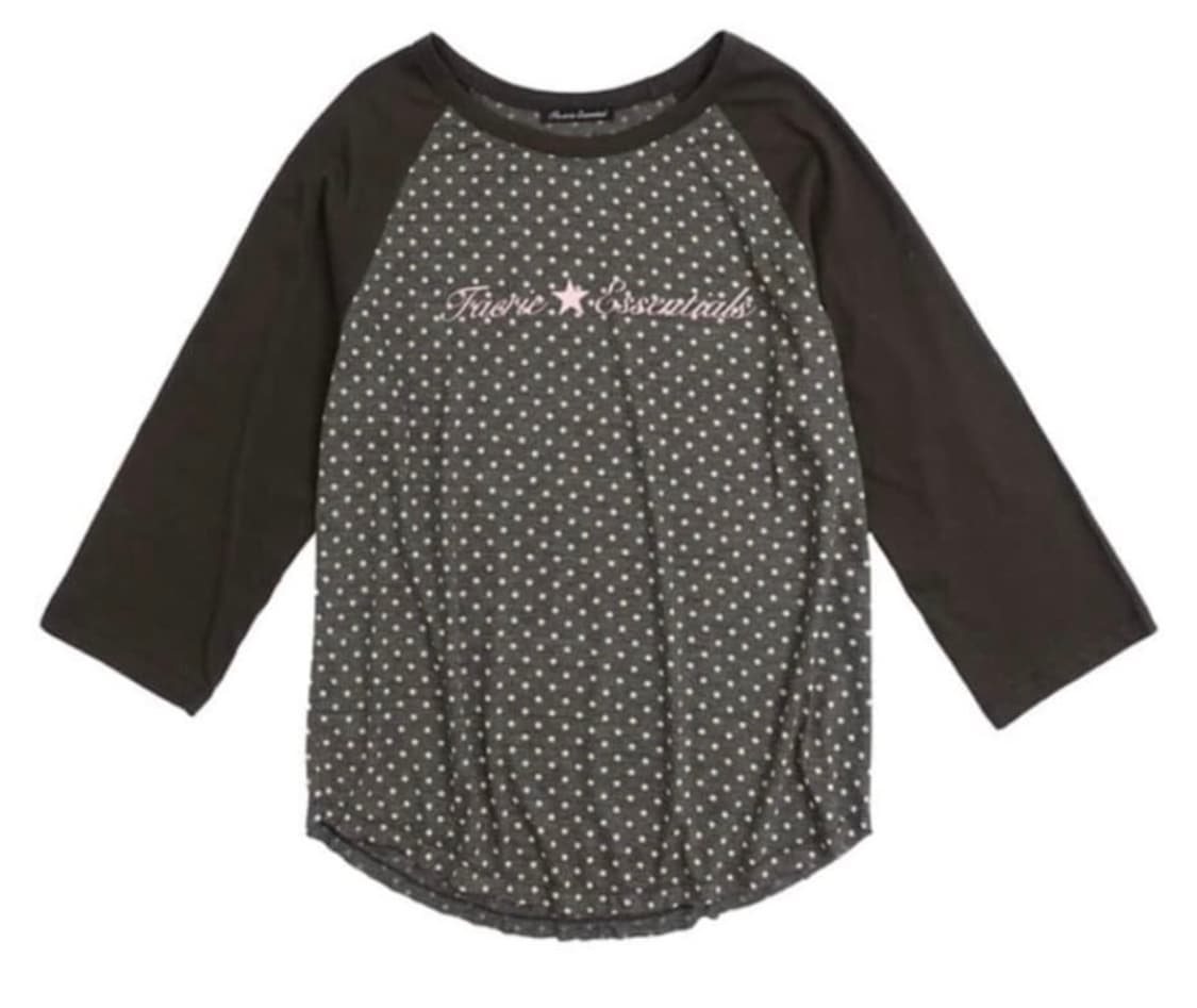 샵페어리 도트 래글런 슬리브 탑 차콜 상품이미지1