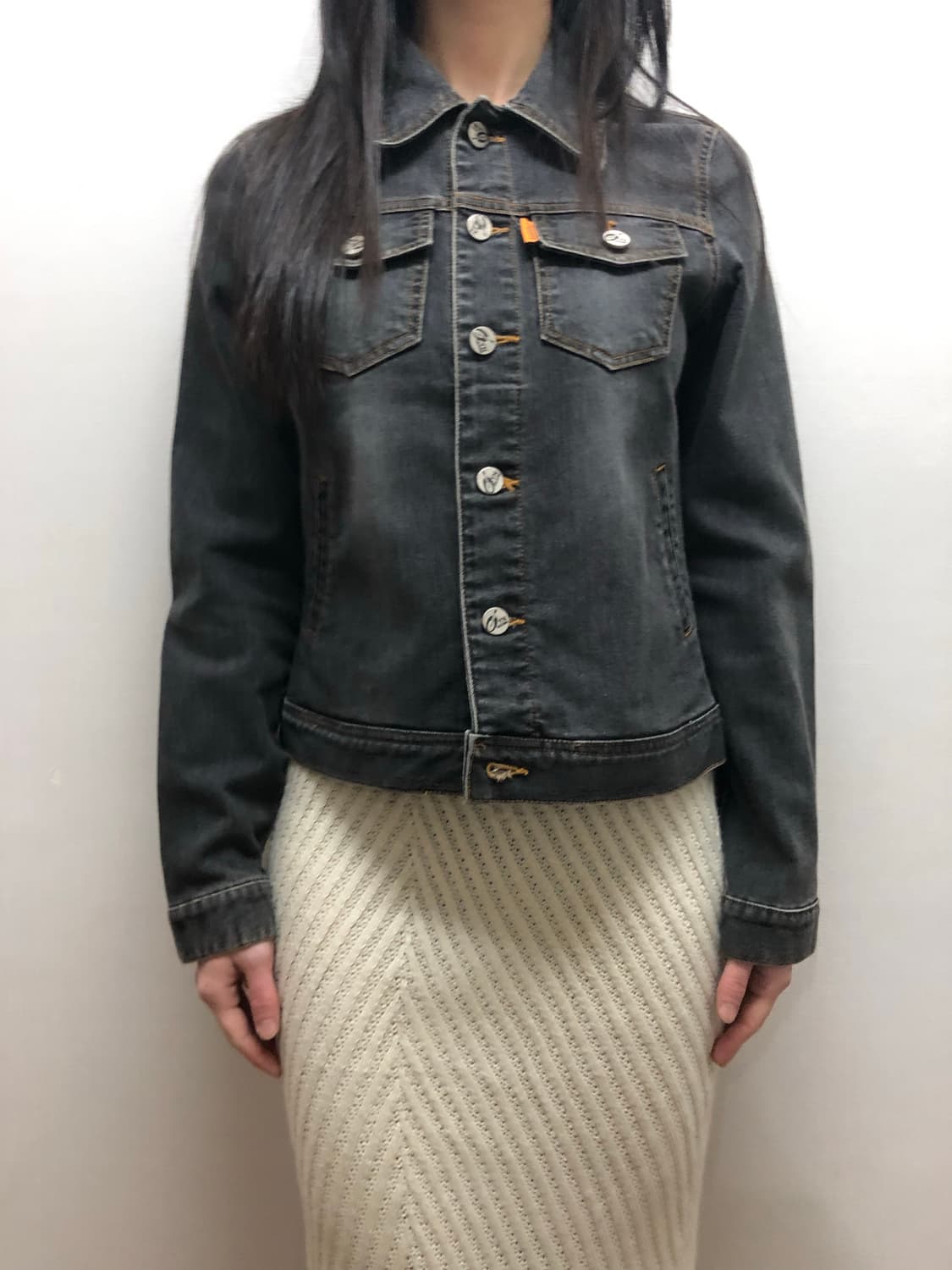 빈티지 블랙 워싱 데님 자켓 상품이미지1