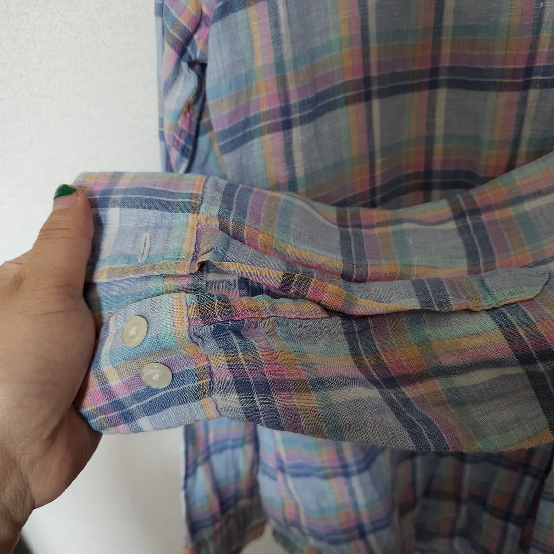 25년 브룩스 브라더스 체크 린넨 셔츠 M 상품이미지6