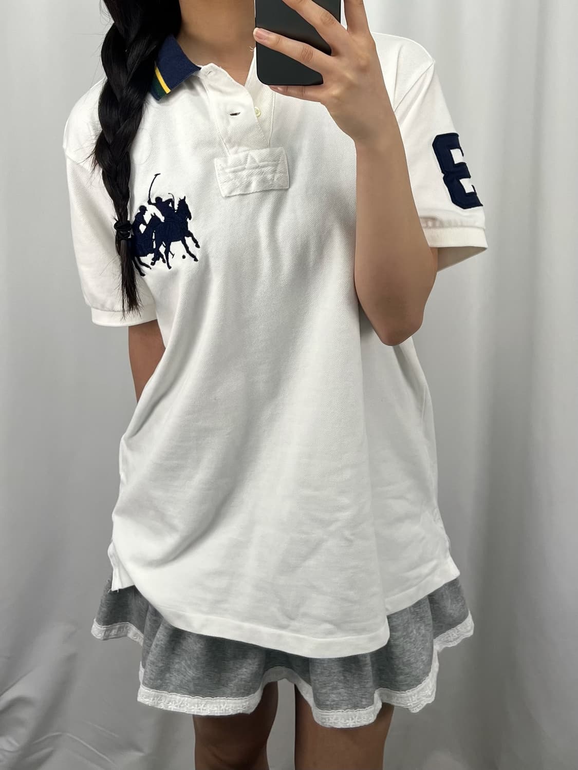 폴로 더블 빅포니 화이트 반팔 럭비 카라티 상품이미지2