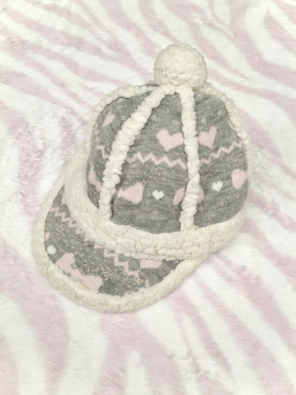 헤이세이 그레이 회핑 큐티 폼폼이 퍼 캡모자 달천깔 갸루 겨울모자 상품이미지1