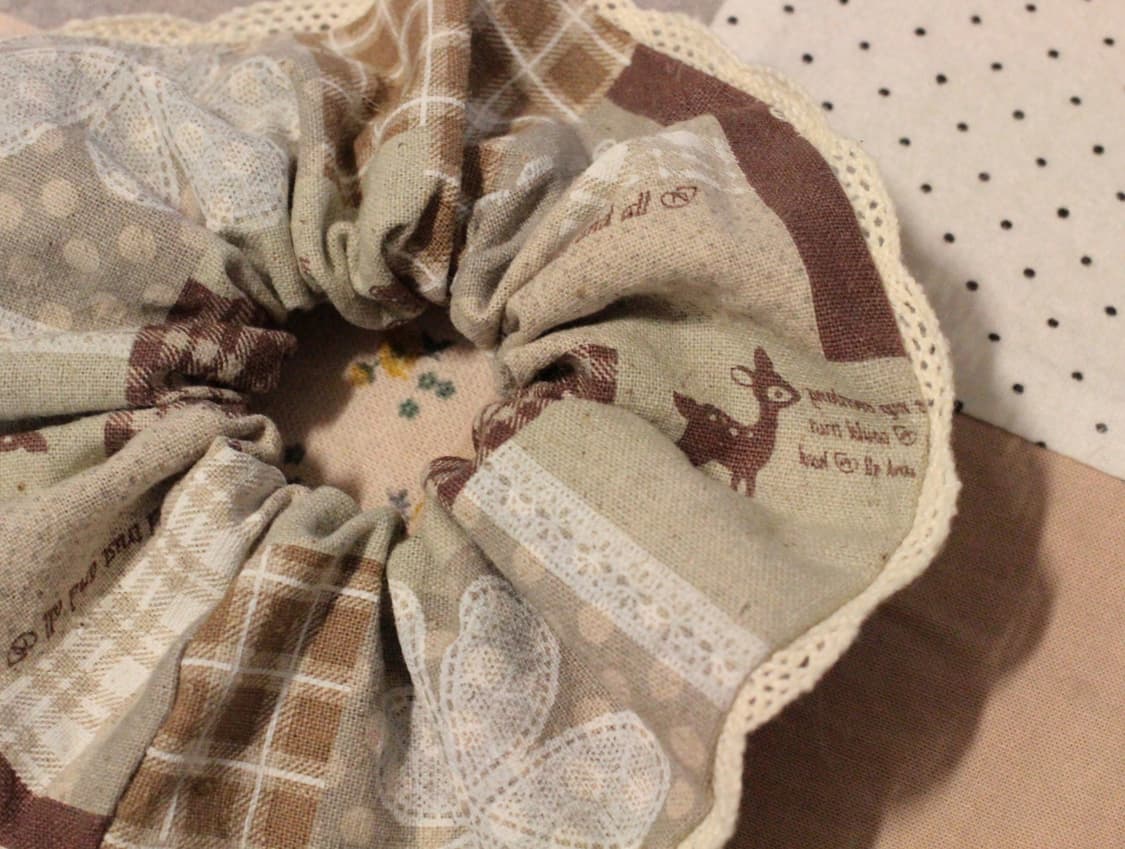 핸드메이드 패치워크 무늬 레이스 스크런치 상품이미지6