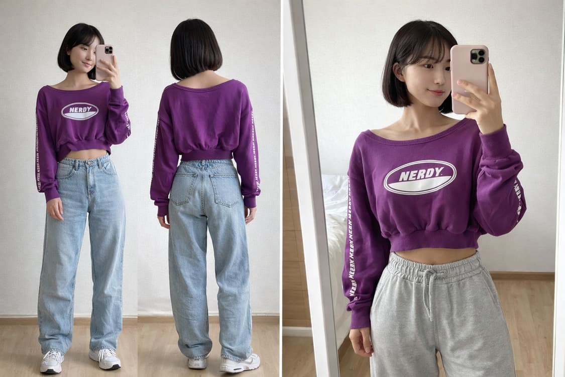 널디 크롭 맨투맨 프리 상품이미지1