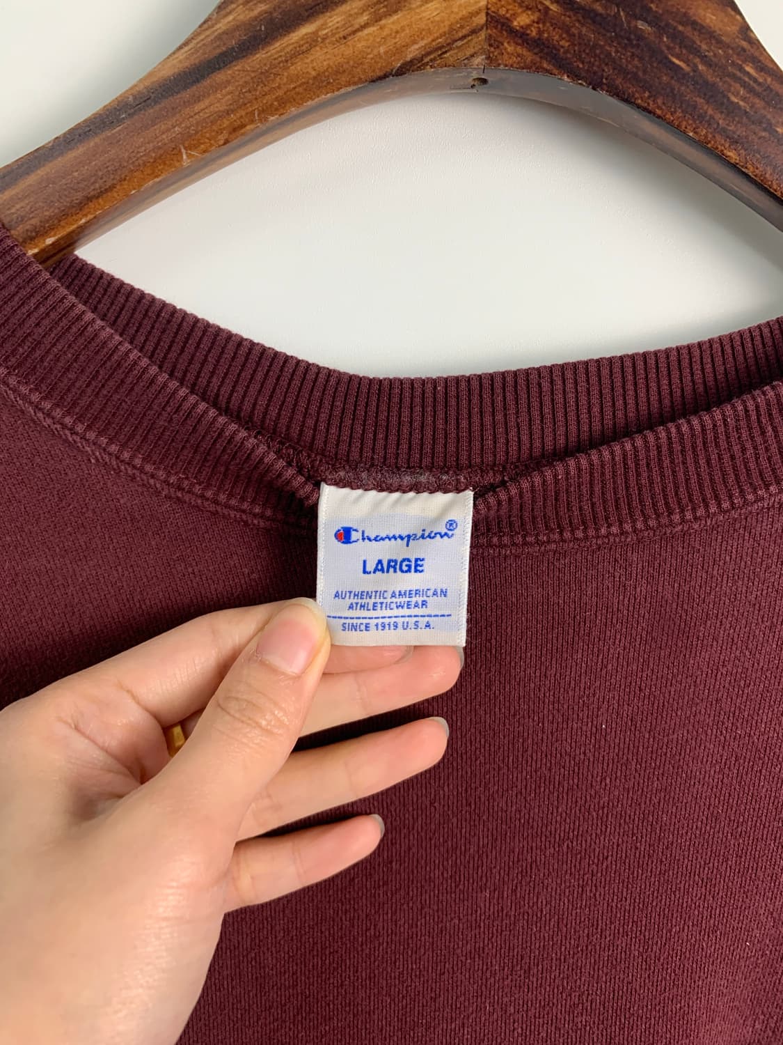 챔피온 자수로고 버건디 맨투맨 상품이미지5