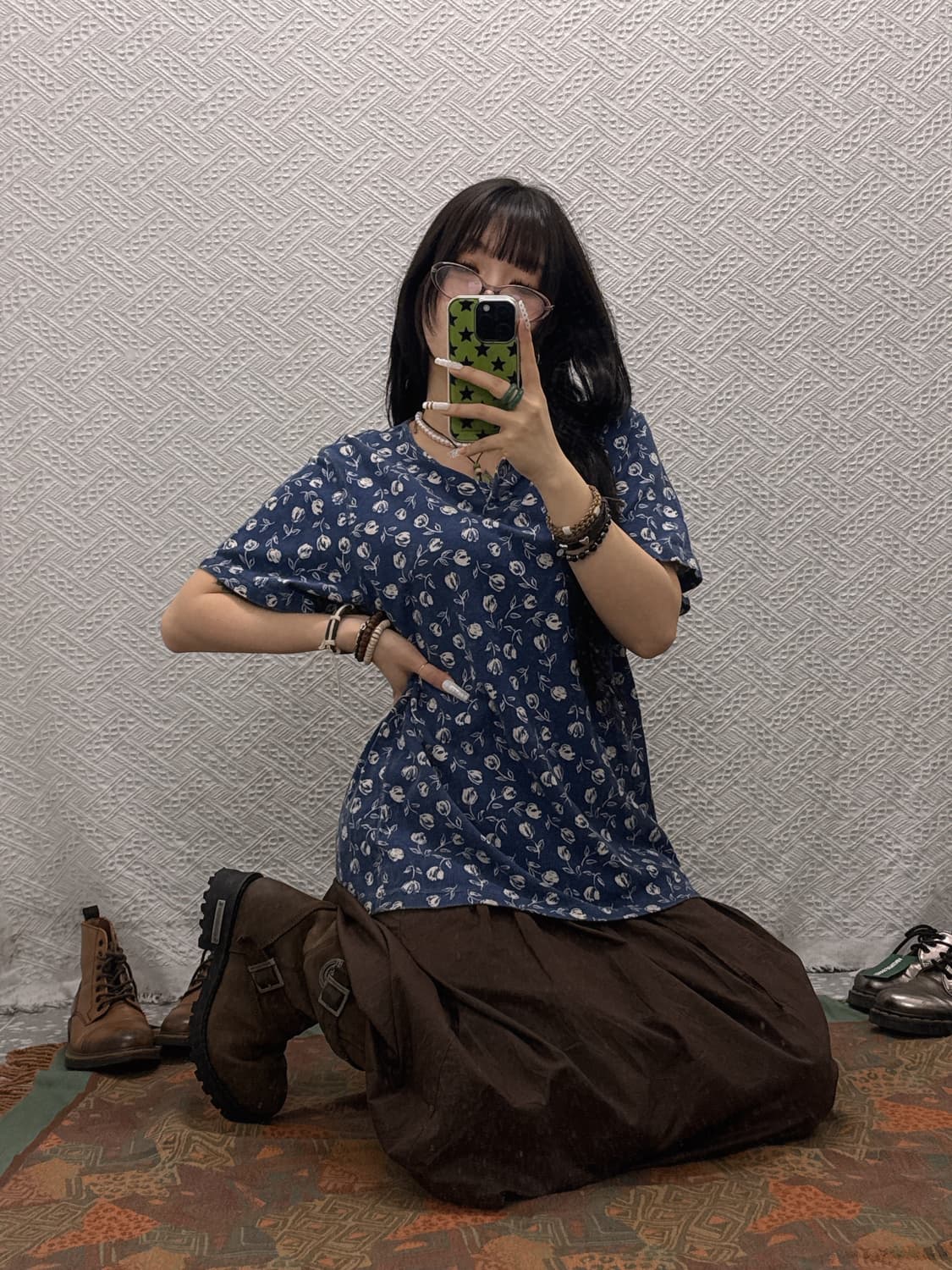 엘엘빈 빈티지 오리엔탈 에스닉 플라워 코지 반팔티 K0116 상품이미지3