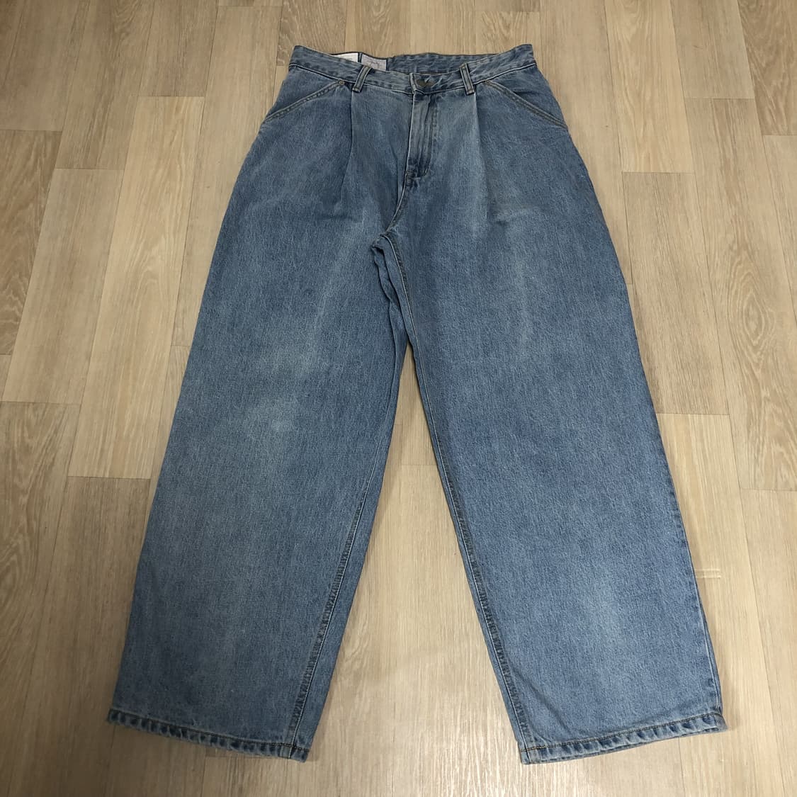 (31) 유스 Youth 스트럭쳐 와이드 투턱 데님 라이트 블루 상품이미지1