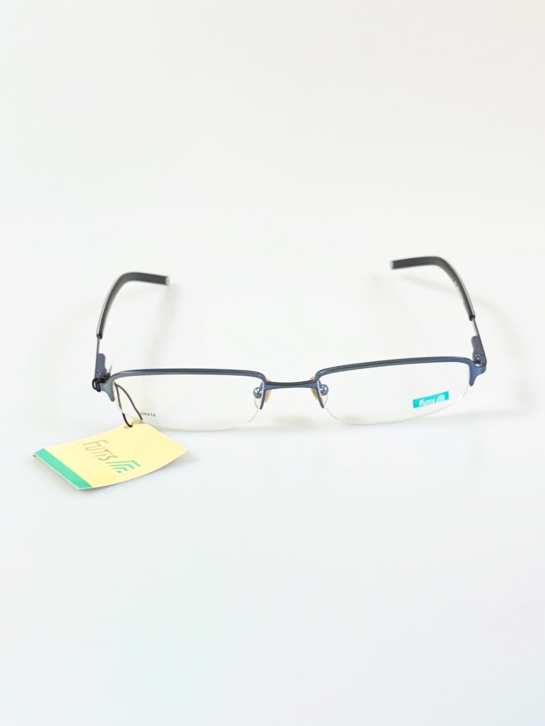 90s FUTIS 블루 메탈 스퀘어 반무테 빈티지 안경 상품이미지1