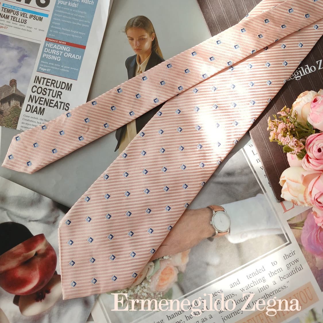 제냐 실크 연핑크 자카드 넥타이 9.6cm A등급 A19586
 상품이미지2