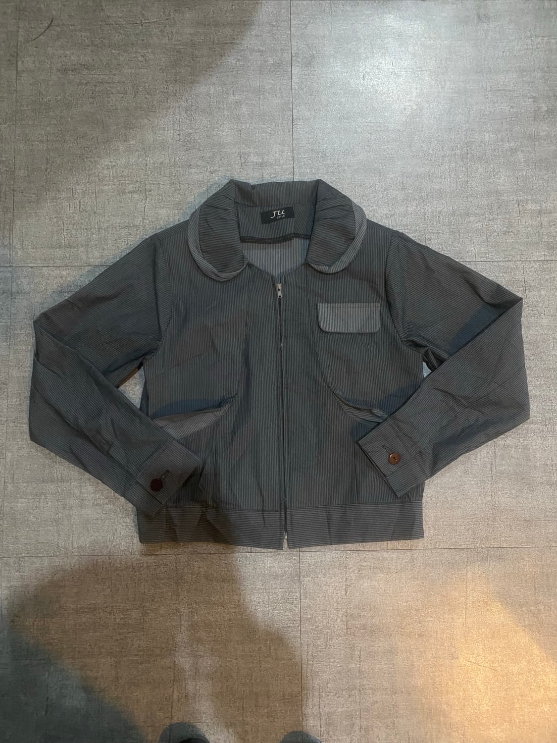 일본빈티지 Ju 하구미모리걸 바선생 라운드넥 스트라이프자켓 상품이미지1