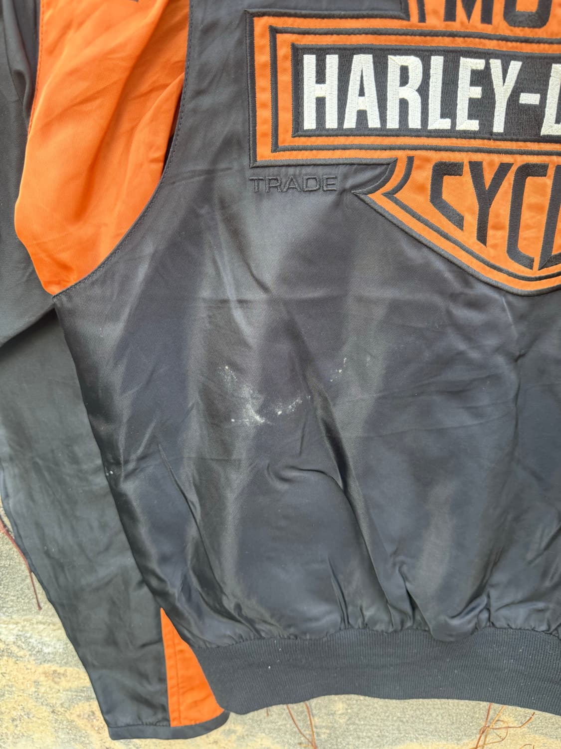할리데이비슨 빈티지 자수 패치 로고 오렌지 블랙 봄버 자켓 상품이미지7
