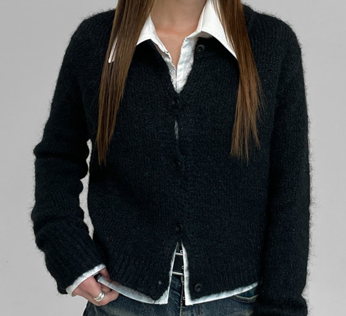 블랙업 허스킨 라운드넥 니트 가디건 상품이미지2