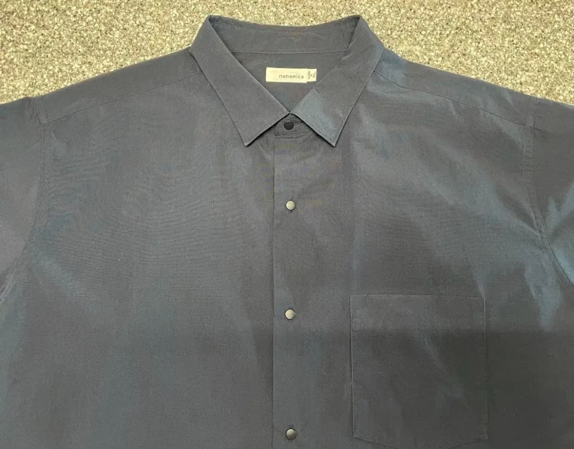 나나미카 레귤러 카라 윈드셔츠 반팔 다크네이비 XL 상품이미지2