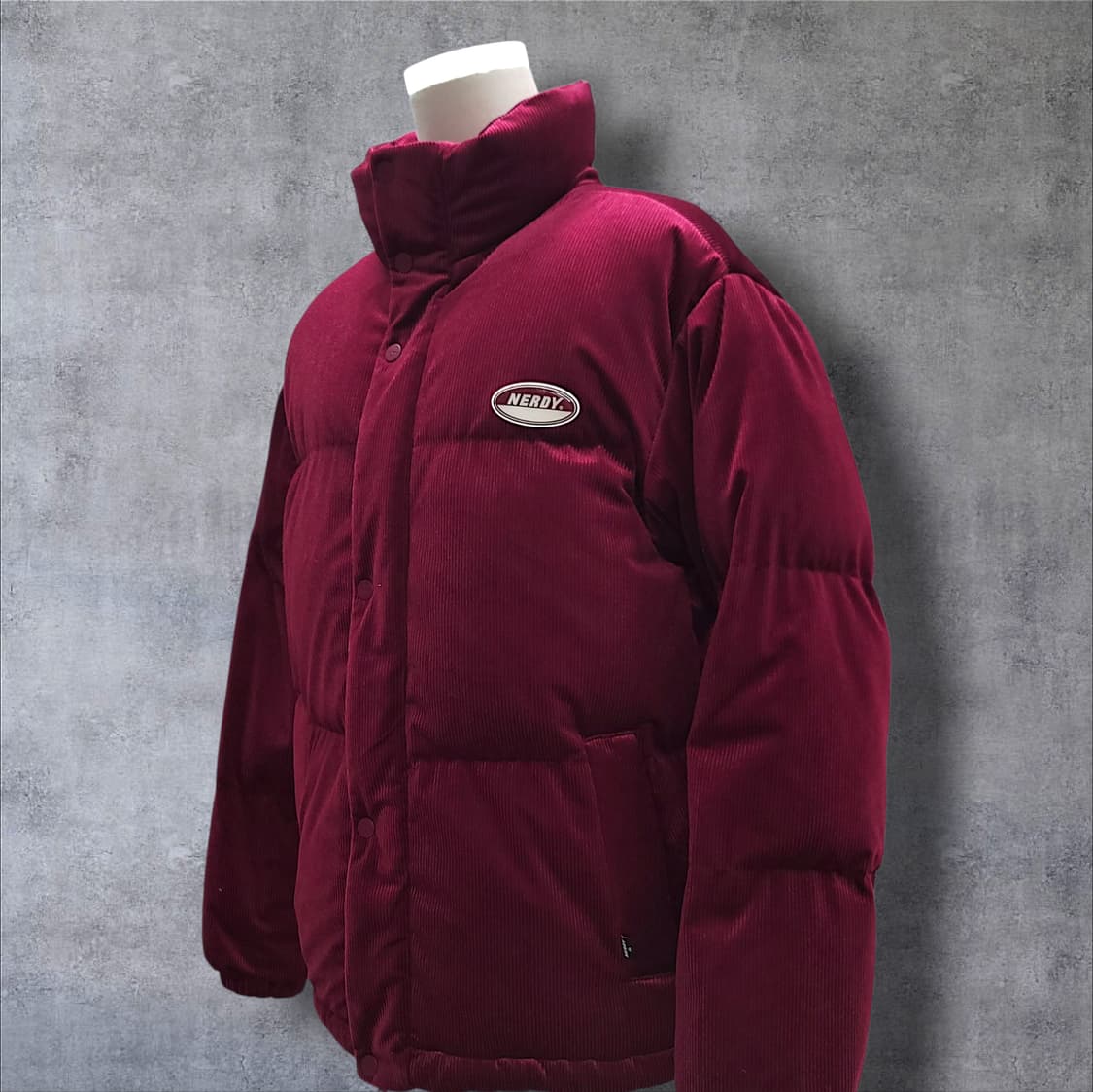 [S] 널디 버건디 코듀로이 벨벳 다운 패딩 상품이미지3