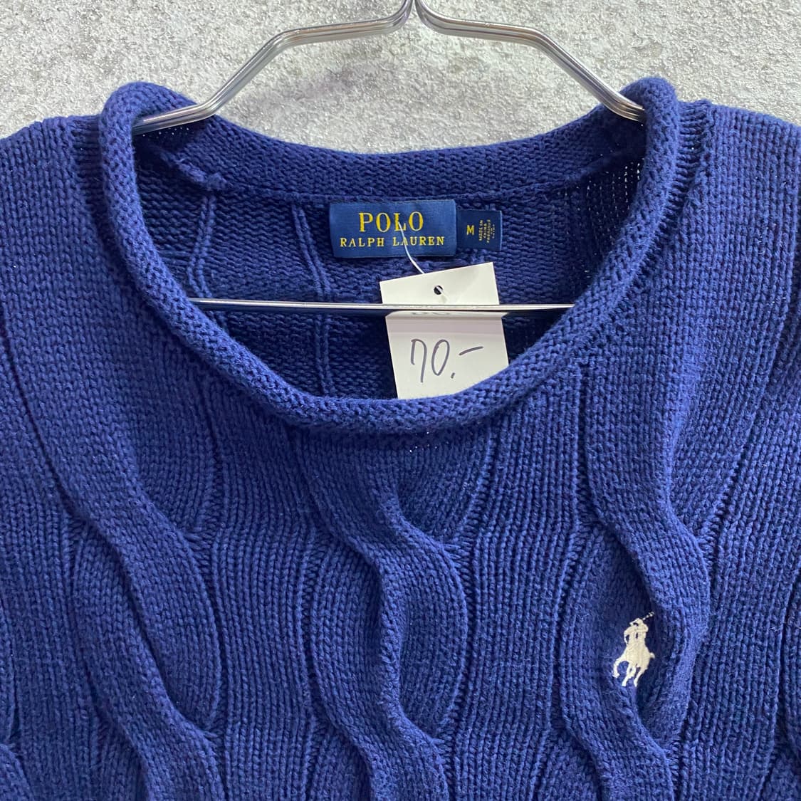 폴로 랄프로렌 네이비 라운드 꽈배기 니트 B4579 상품이미지3