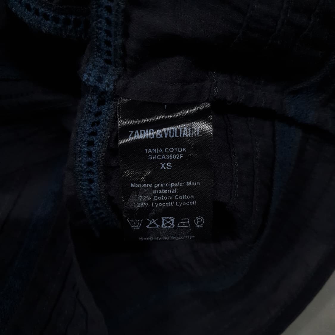 여성 XS) 쟈딕앤볼테르 신형 하이넥 레이스 퍼프 타니아 블라우스 블랙 상품이미지7