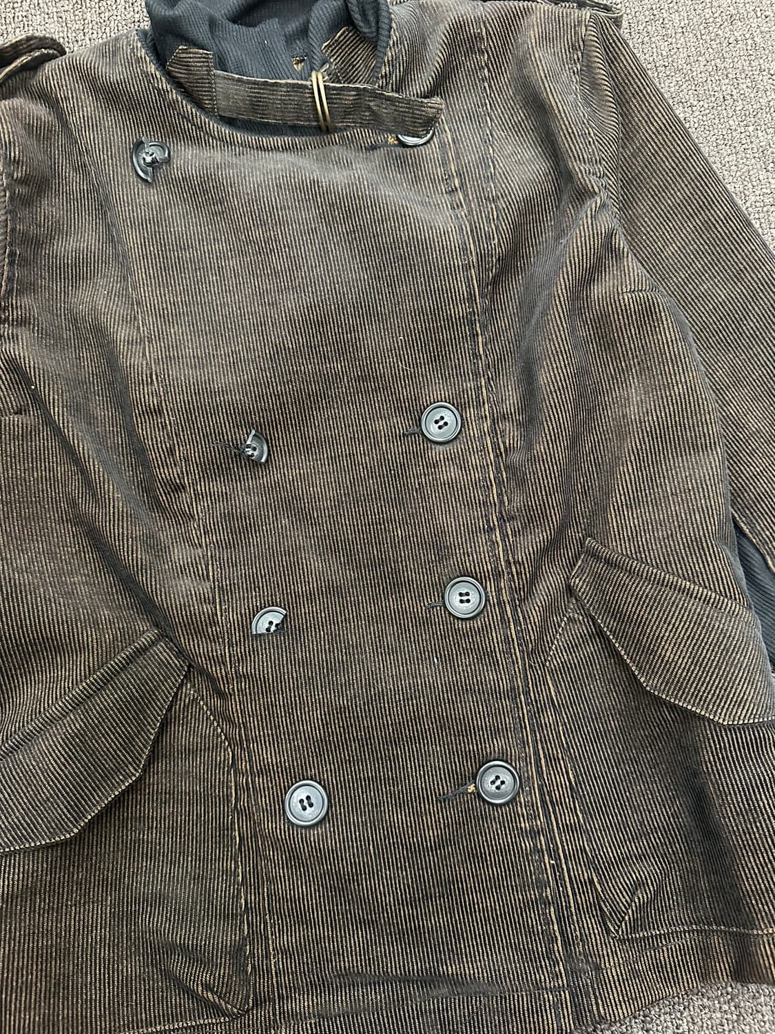 38)Japanese vintage 여성 브라운 코듀로이 더블 브레스티드 상품이미지4