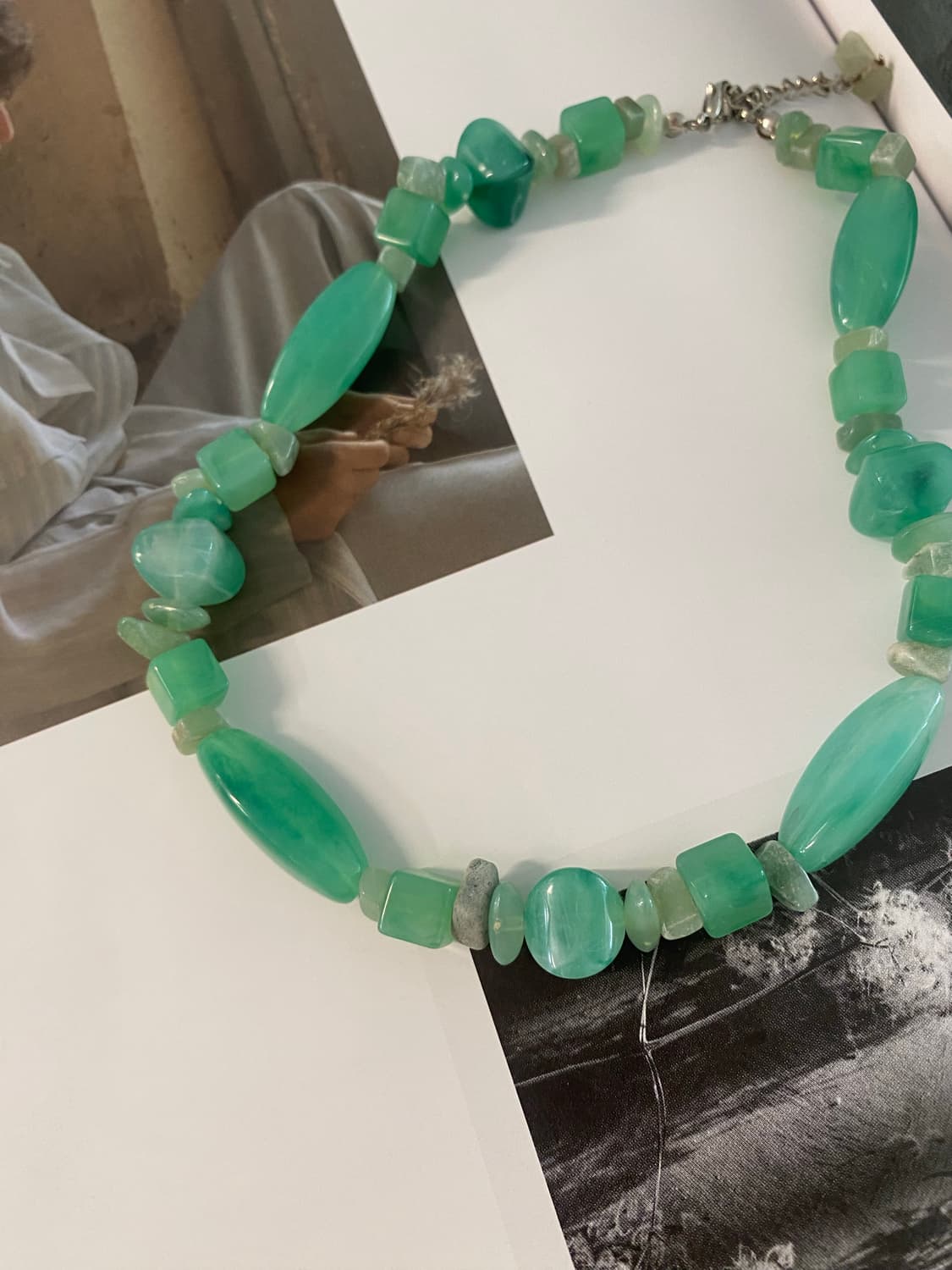 일본 빈티지 그린 비즈 목걸이 상품이미지2