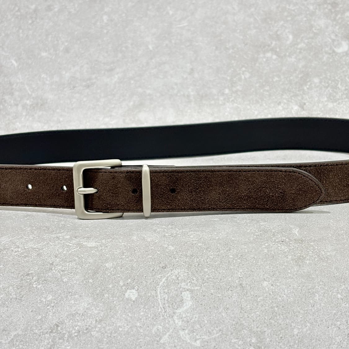 Oribell 새틴 실버 버클 이탈리아 스웨이드 소가죽 베이직 벨트 상품이미지3