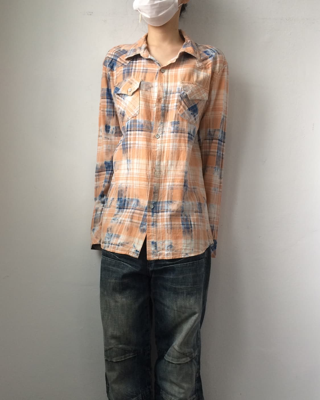 Semantic design dyed check pattern shirt 상품이미지1