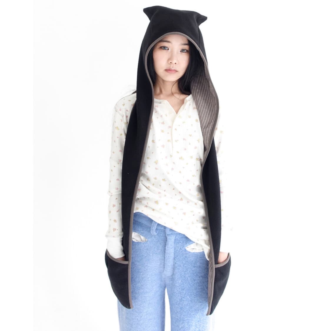 샵페어리 플리스 이어 머플러 블랙 후리스 목도리 상품이미지5