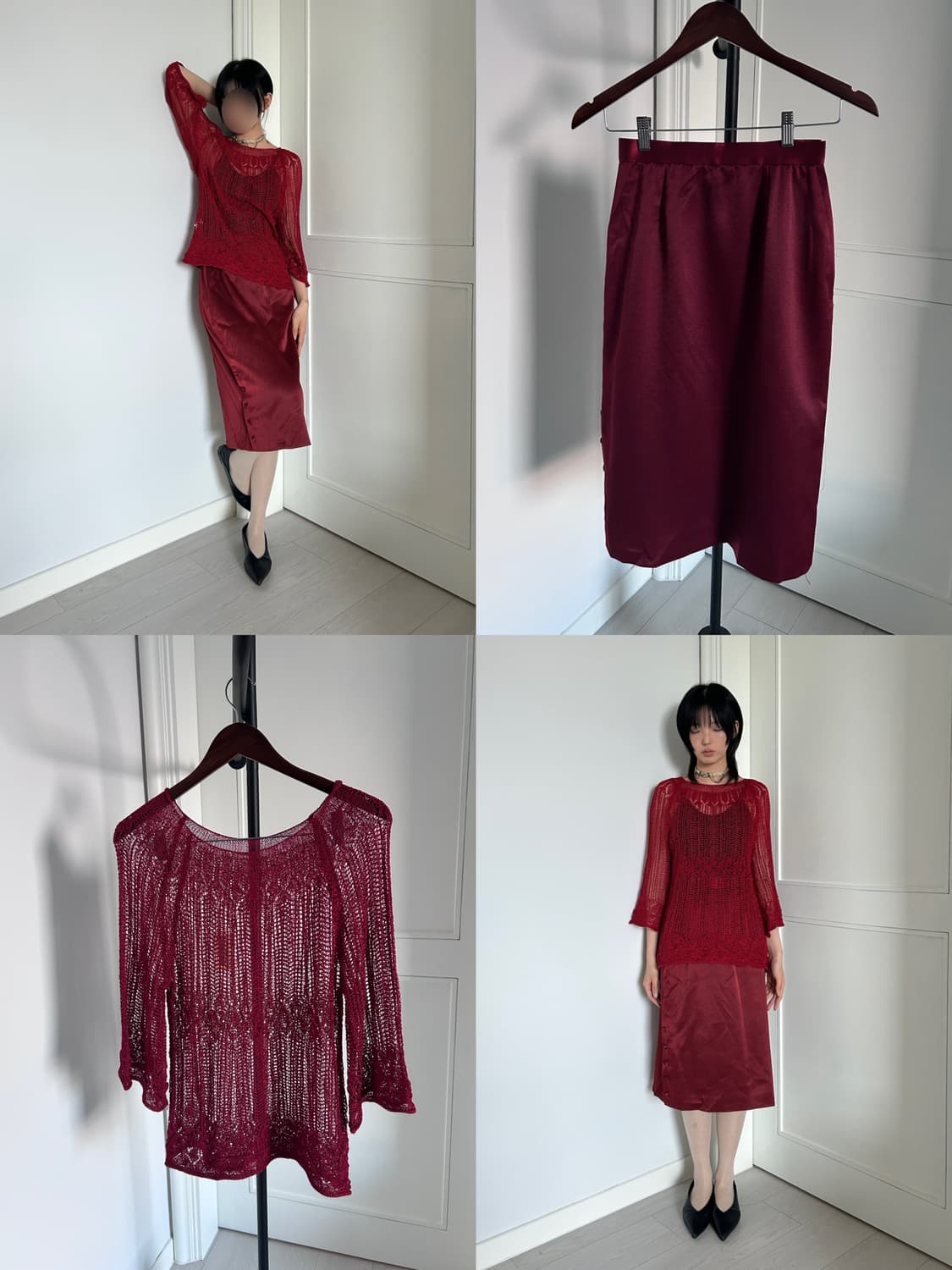 Red Crochet Knit  Top / 빈티지 크로셰 니트 상품이미지1