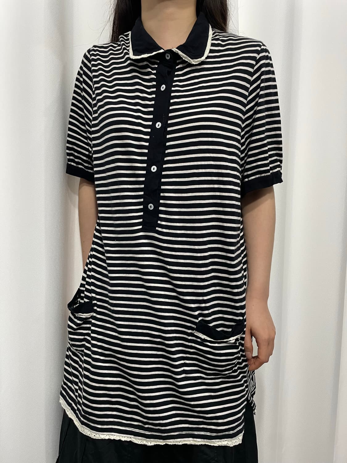 stripe lace pk top 상품이미지4