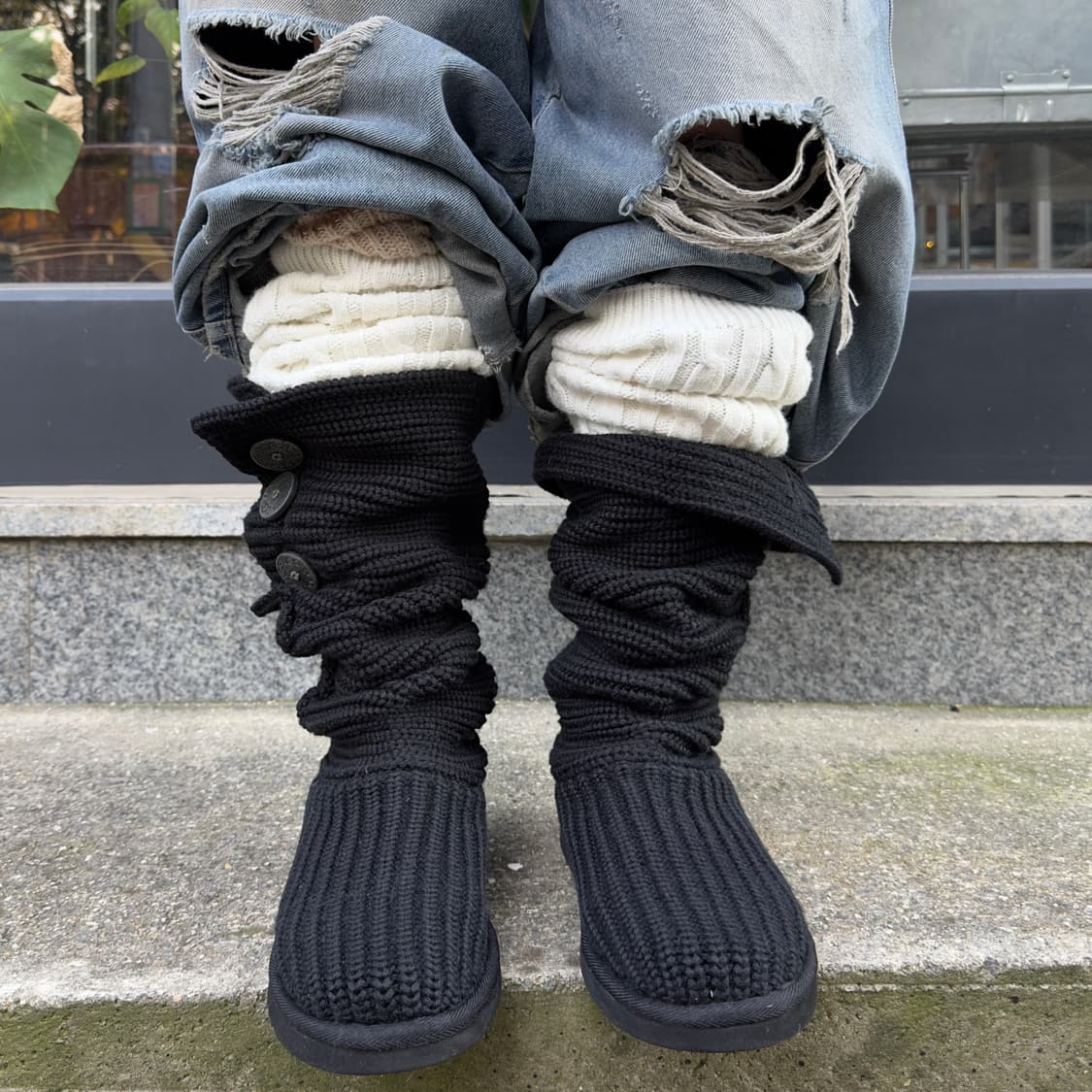 2000s Y2K 니트 카디 어그 부츠 상품이미지4