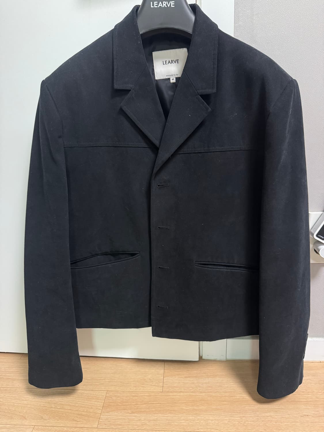 르아브 도미넌트 크롭 너치드 자켓 블랙 m 상품이미지5