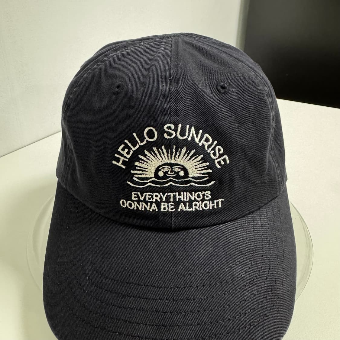 헬로선라이즈 워시드 빈티지 아치 로고 볼캡 블랙 상품이미지4