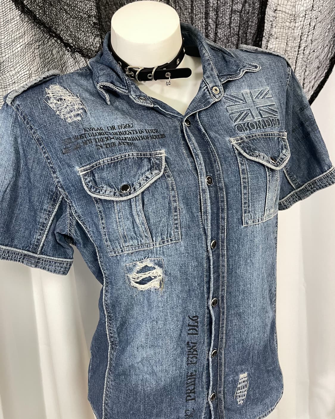 denim skull shirt 상품이미지3
