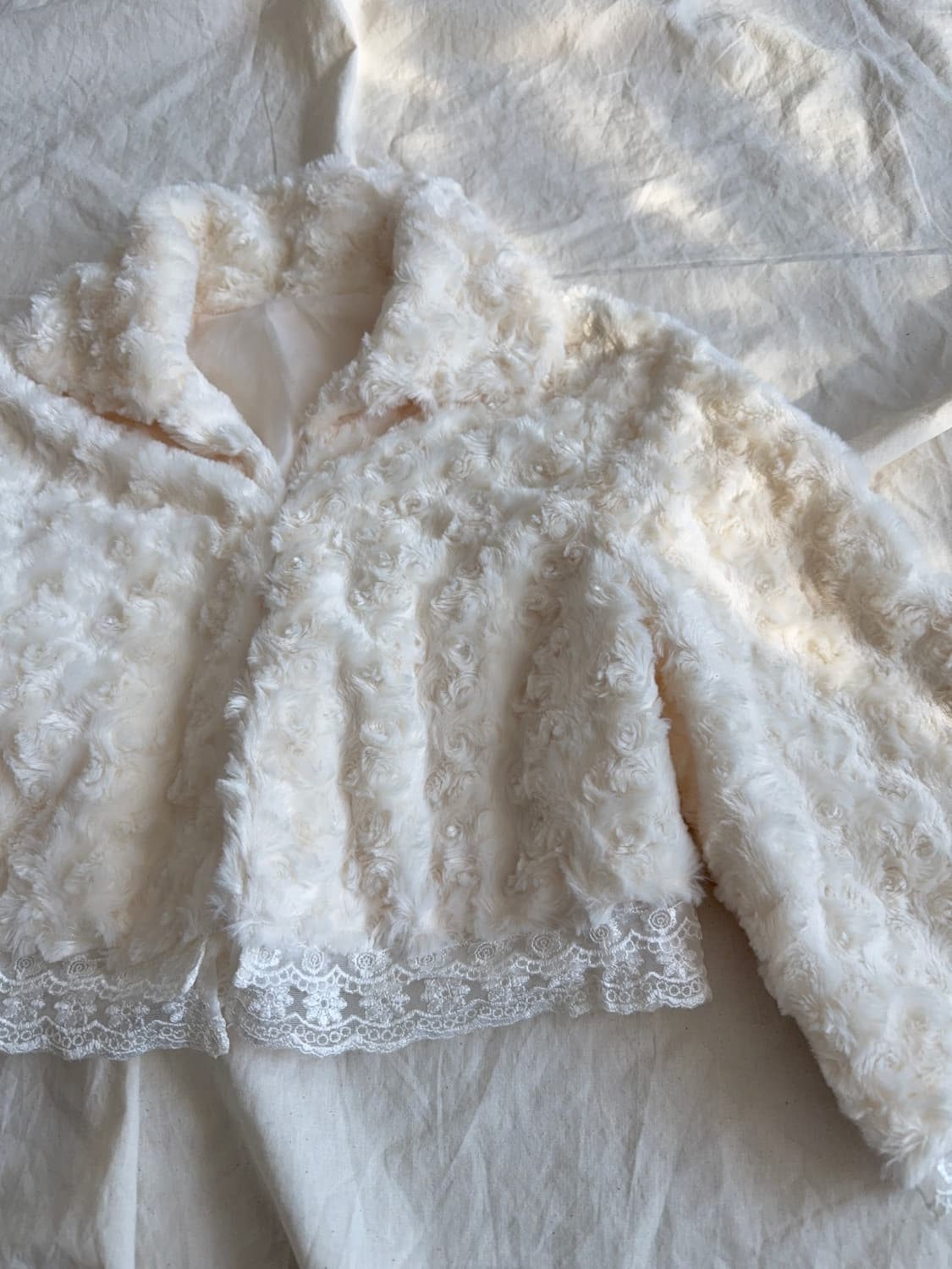 아이보리베이지 로걀 러블리 폭닥 크롭퍼 폴레로 가디건 상품이미지3