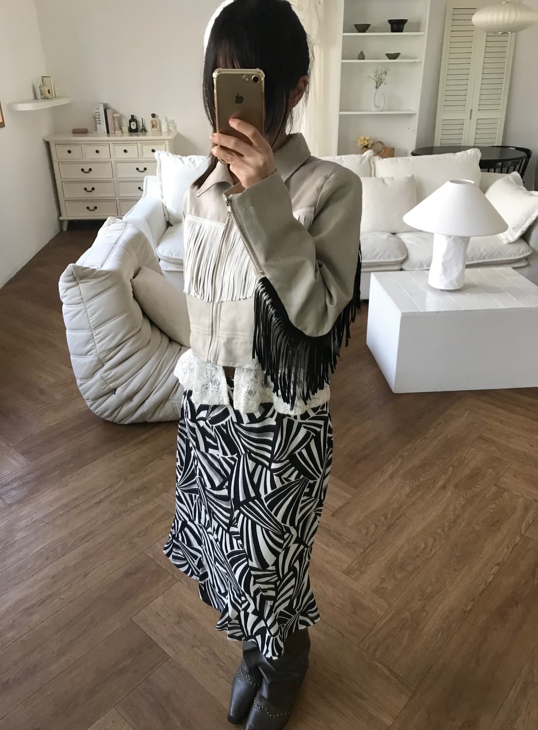 vintage fringe leather jacket 상품이미지1